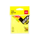 Notas Adhesivas (Sticky Notes) Deli Colores Surtidos Fluorescentes 76 x 76 mm (4x25 Hojas) *UMV-Inner de 12packs*
