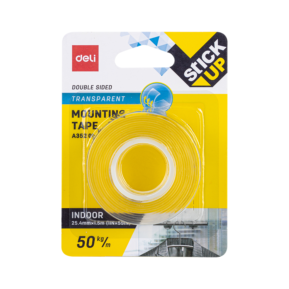 Cinta Adhesiva de Montaje Transparente Deli 25.4 mm x 1.5 m (Grosor 1 mm) *UMV-1 und*