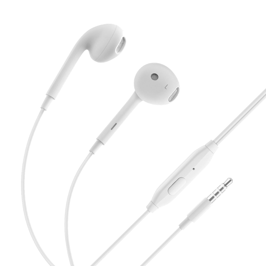 Audífonos manos libres alámbricos Steren con control de volumen blancos
