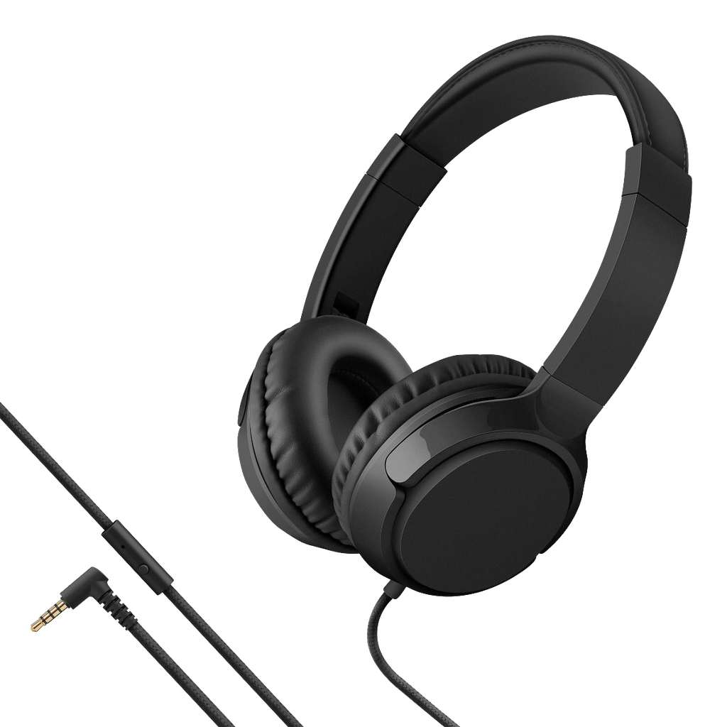 Audífonos manos libres alámbricos Steren con cable tipo cordón plegables negros