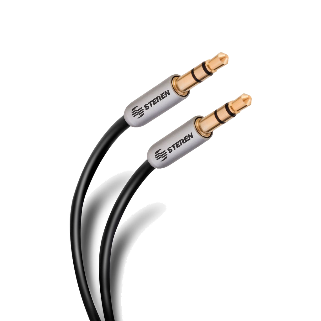 Cable de audio auxiliar Steren 3.5 mm plug a plug de 90 cm ultradelgado y conectores reforzados estéreo