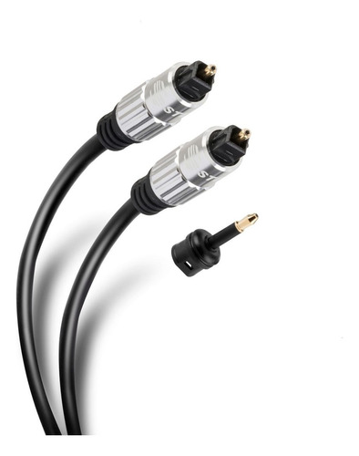 Cable Toslink de fibra óptica Steren c/conector 90º 3m incluye adaptador miniplug