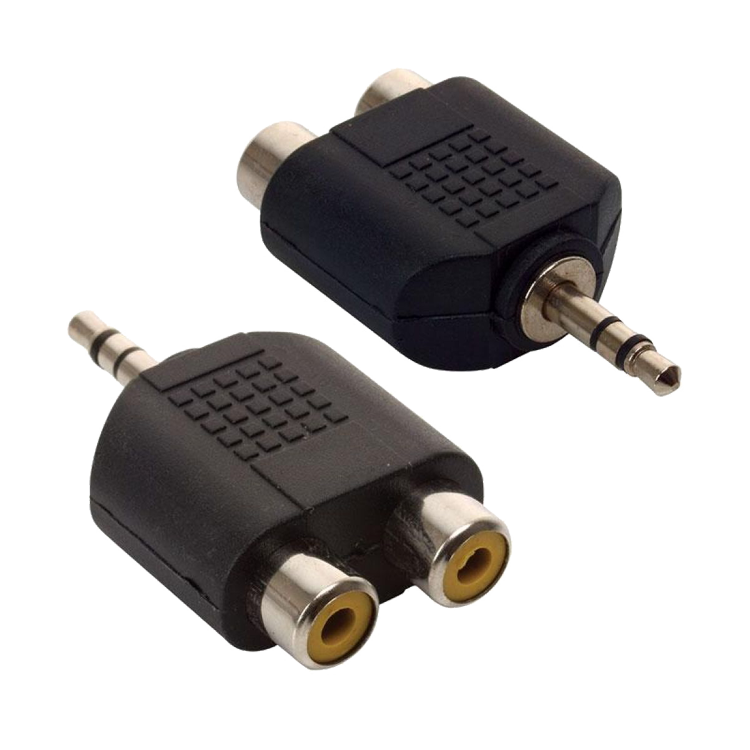 Adaptador convertidor Steren plug 3.5mm macho a RCA hembra (5 und)