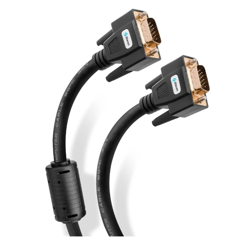 Cable VGA macho a macho 1.8m reforzado y con filtros anti-interferencia Steren