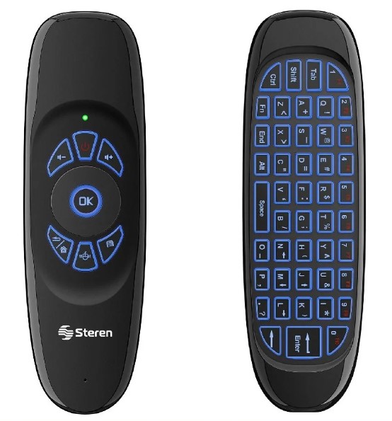 Control Remoto air mouse y teclado para Smart TV Steren con Batería Recargable