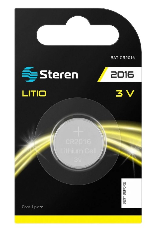 Pila Batería tipo botón CR2016 Steren Blister