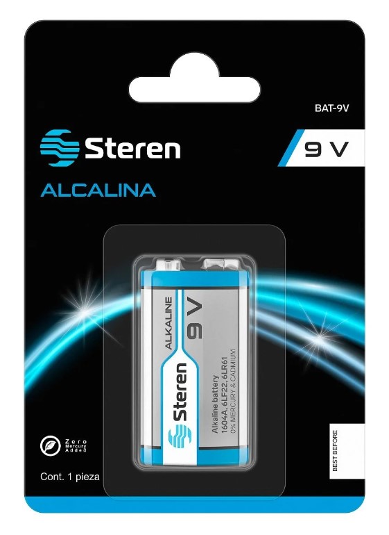Pila Batería alcalina 9V Steren