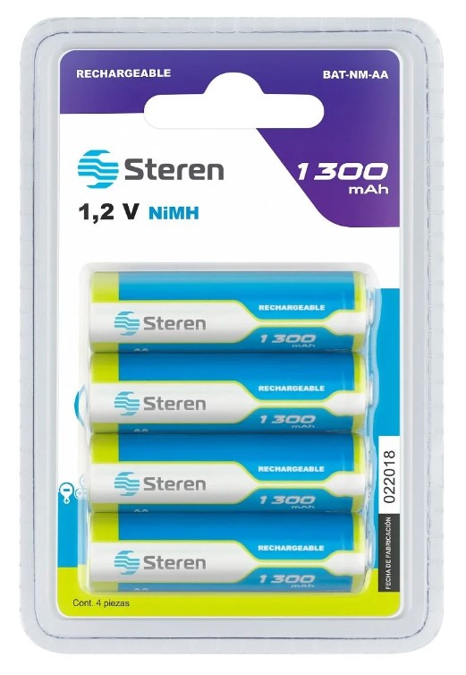 Pila Batería recargable AA Steren 1300 mAh 4 unidades