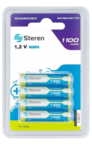 Pila Batería recargable AAA Steren 1100 mAh 4 unidades