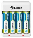 Cargador de pilas AA y AAA Steren Incluye 4 pilas AA