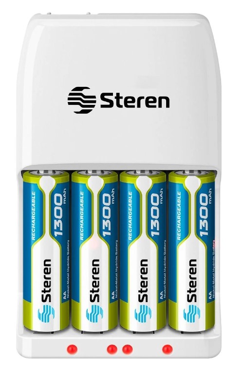 Cargador rápido de pilas AA y AAA Steren Incluye 4 pilas AA