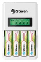 Cargador inteligente de pilas AA y AAA Steren Incluye 4 pilas AA de 2100 mAh
