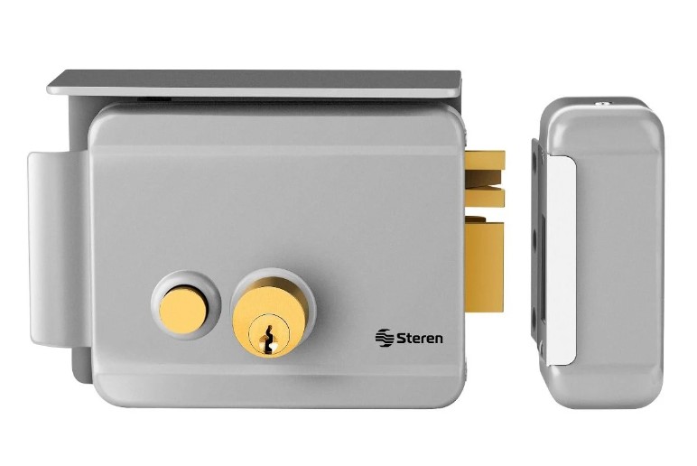 Cerradura Eléctrica sobreponer Steren incluye contrachapa y 5 llaves