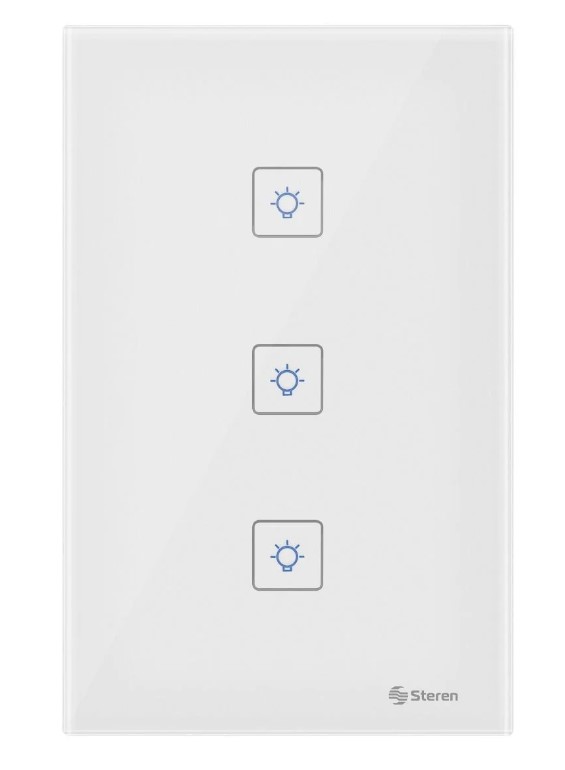 Interruptor Inteligente Wifi Steren 3 apagadores touch