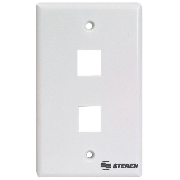 Tapa Face Plate blanco 4x2 2 puertos RJ45 CAT 5e y Cat 6 Steren