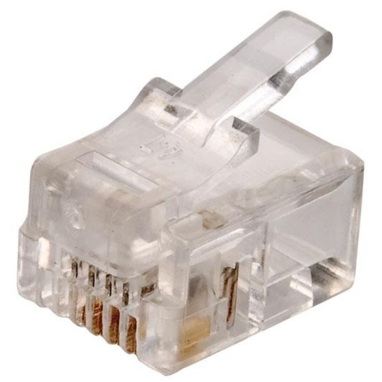 Conector RJ11 para cable telefónico plano 4 contactos Steren bolsa de 100 und