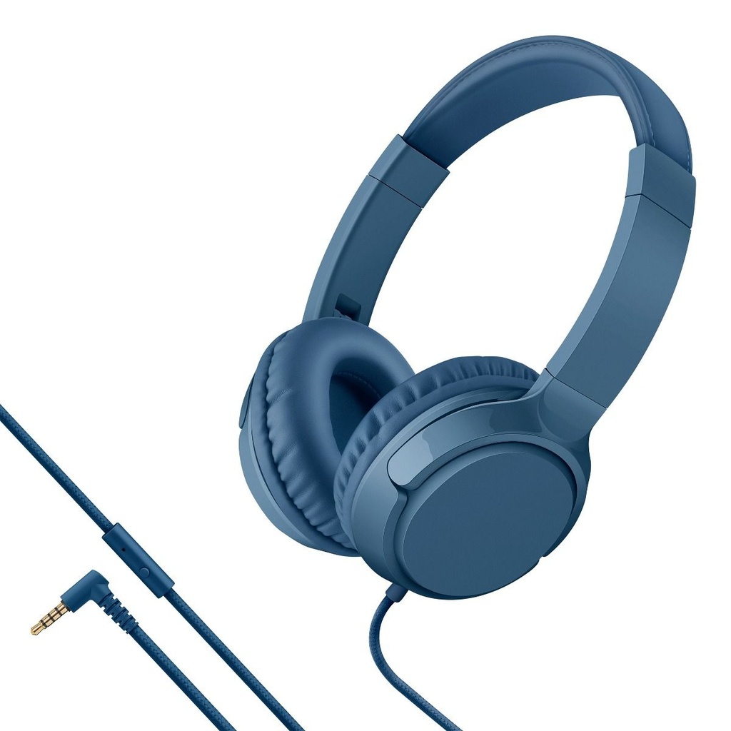 Audífonos manos libres alámbricos Steren con cable tipo cordón plegables azúl
