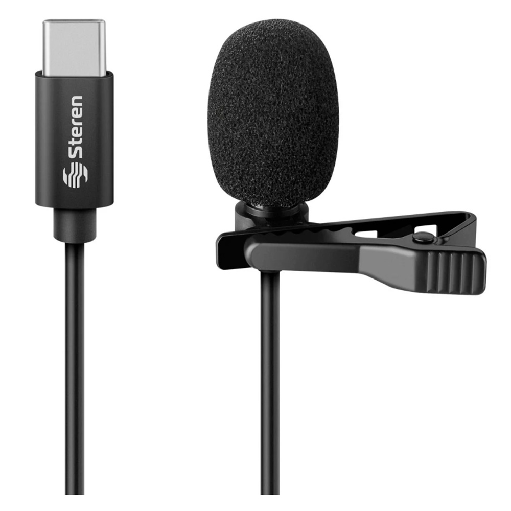 Micrófono balita USB C para celular y PC Steren con clip