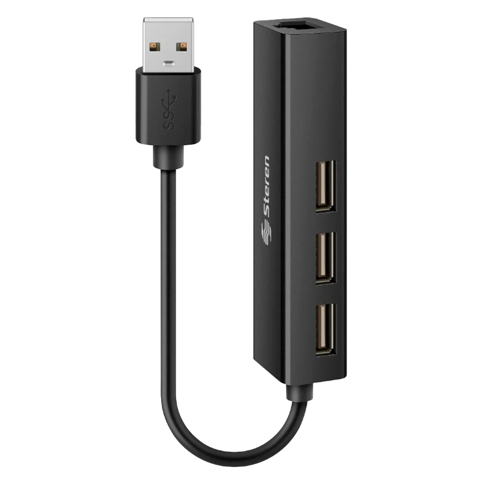 Adaptador USB a RJ45 Fast Ethernet Steren con HUB USB
