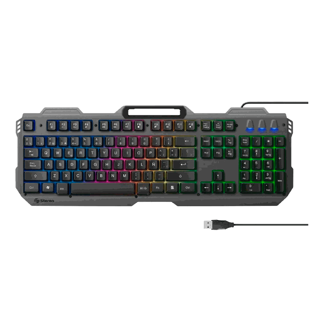 Teclado Gamer USB semi mecánico Steren RGB