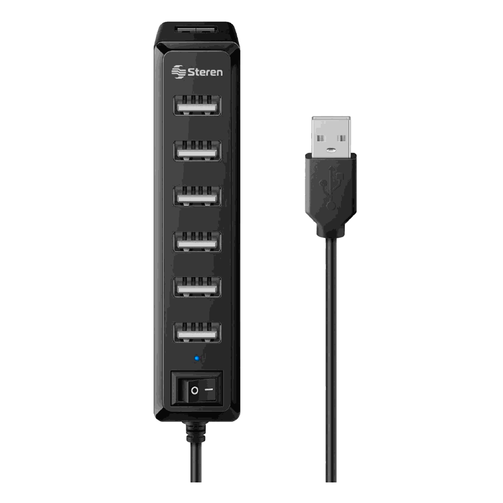 HUB 7 puertos USB 2.0 Steren con Transformador Adaptador 12V a 12A