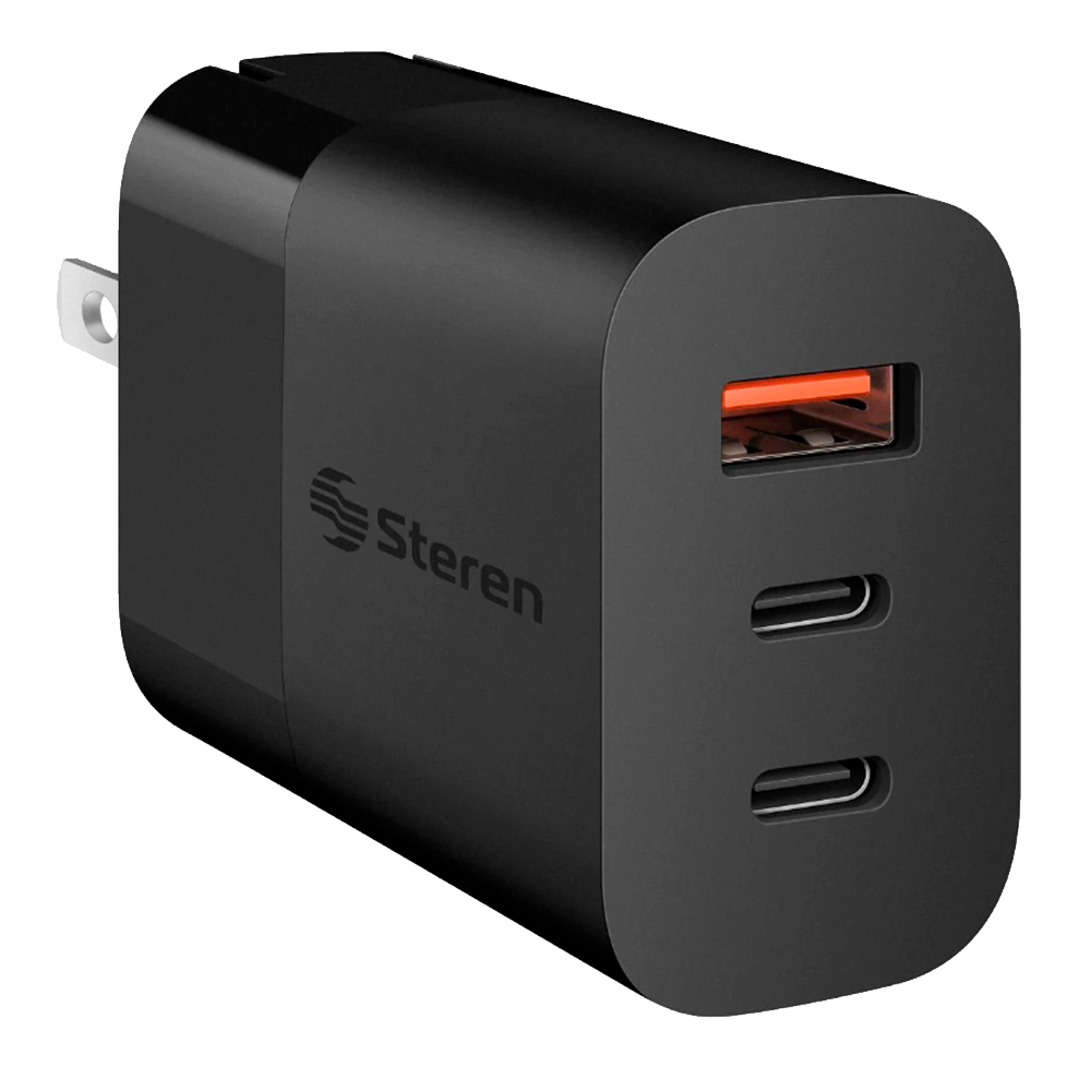 Cargador USB + Doble USB C Steren Carga Rápida 45W