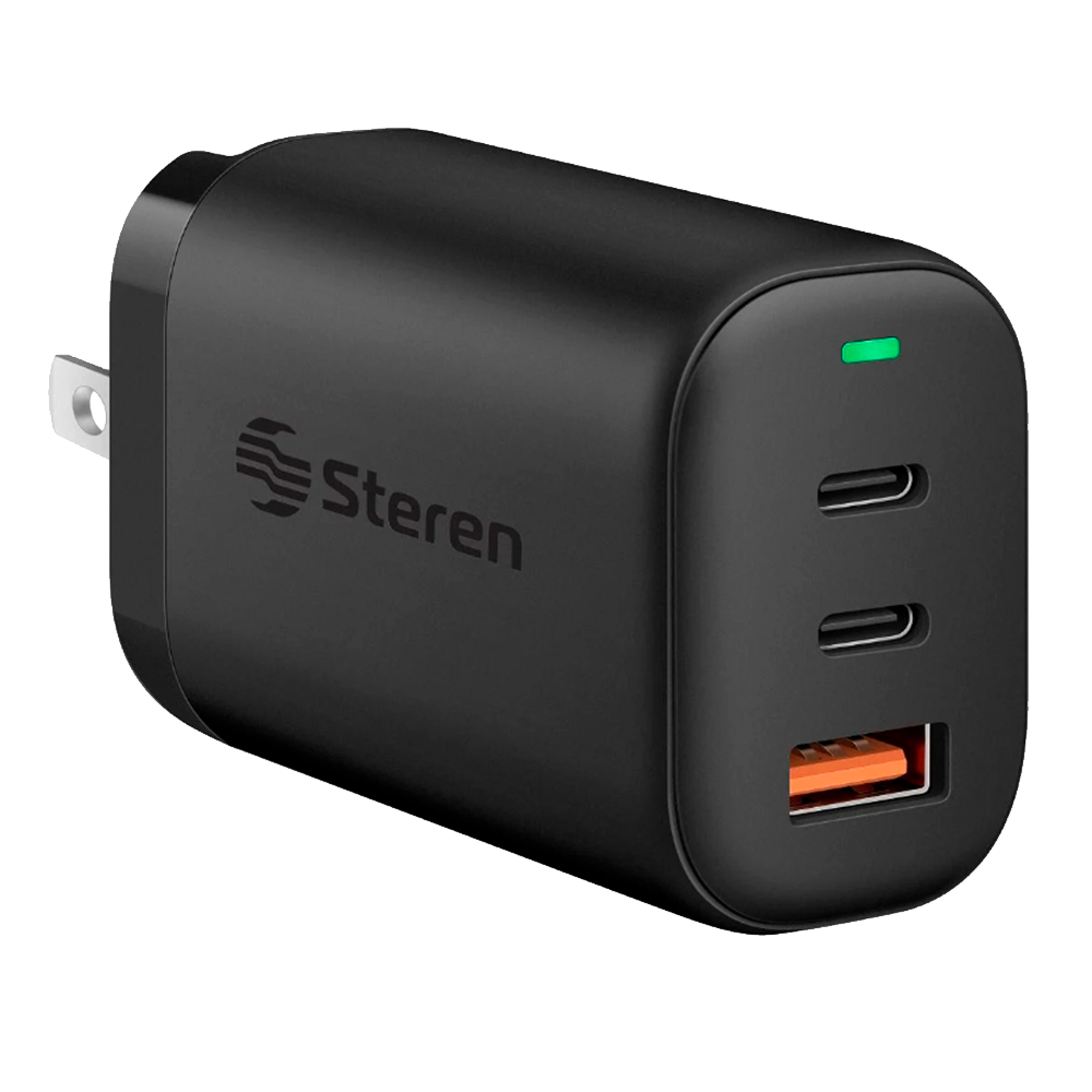 Cargador USB + Doble USB C Steren Carga Rápida 65W