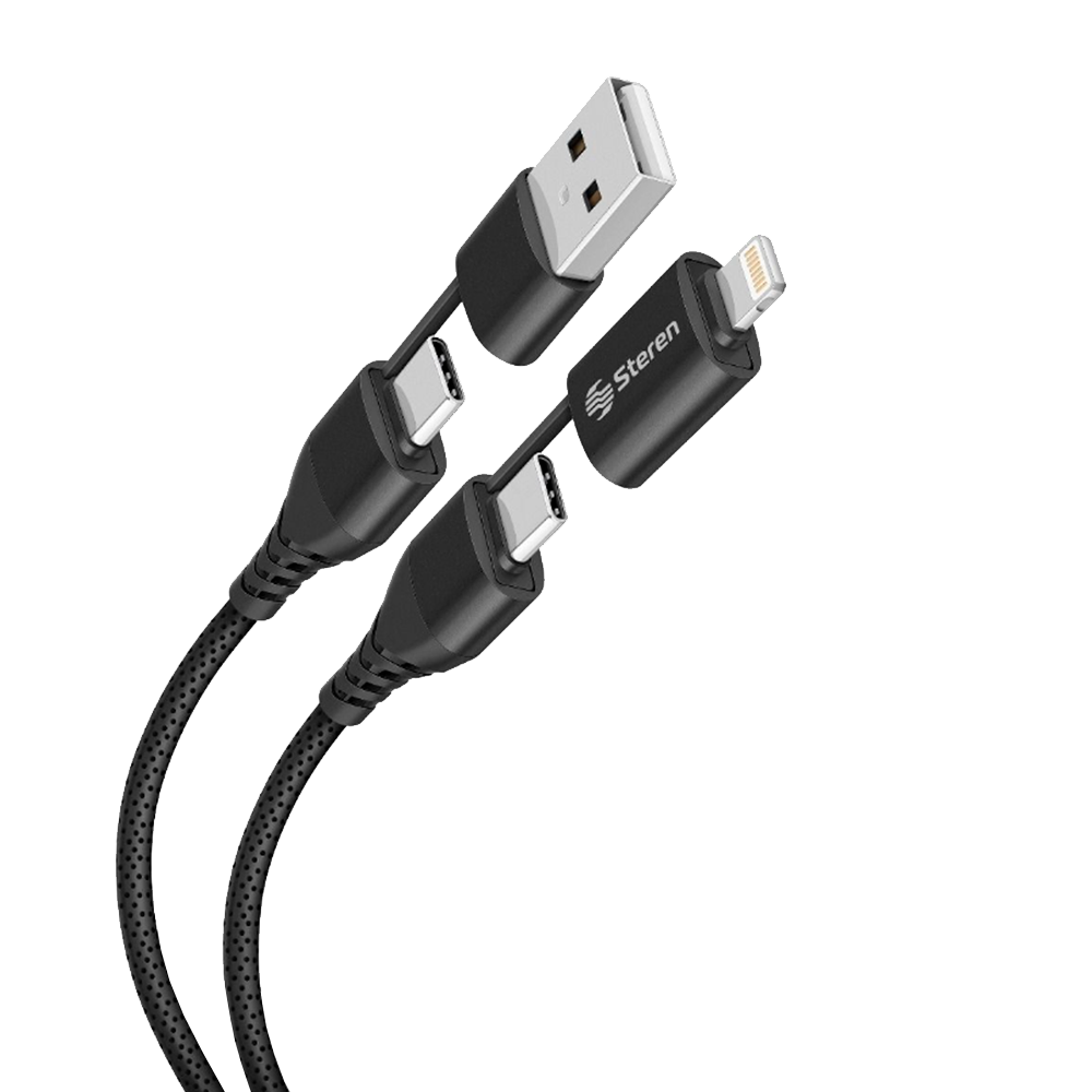 Cable 4 en 1 Steren USB C a USB y USB C a Lightning