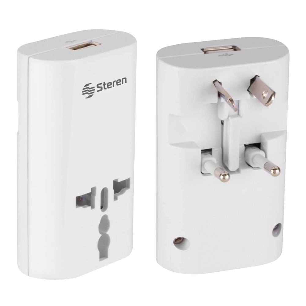 Adaptador Universal para viajes con cargador USB Steren