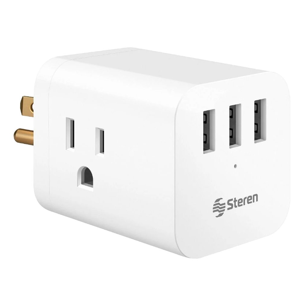 Adaptador cubo multiple 3 enchufes y 3 puetos USB Steren