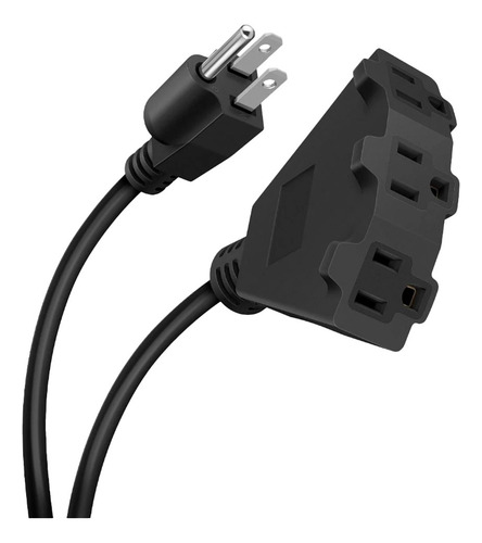 Cable de extensión eléctrica Steren 8m 3 tomas para uso rudo negro