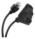 Cable de extensión eléctrica Steren 8m 3 tomas para uso rudo negro