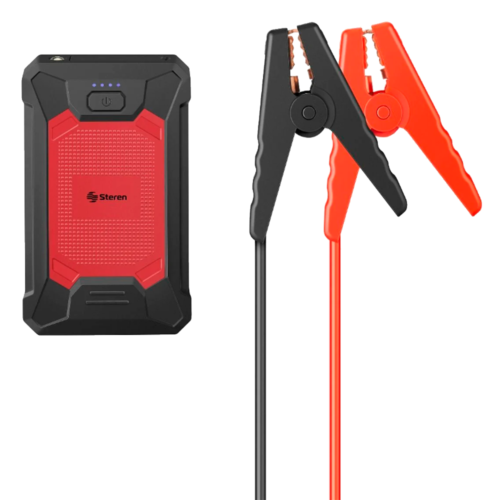 Arrancador de batería automotriz portatil Steren power bank 7000 mAh y linterna LED