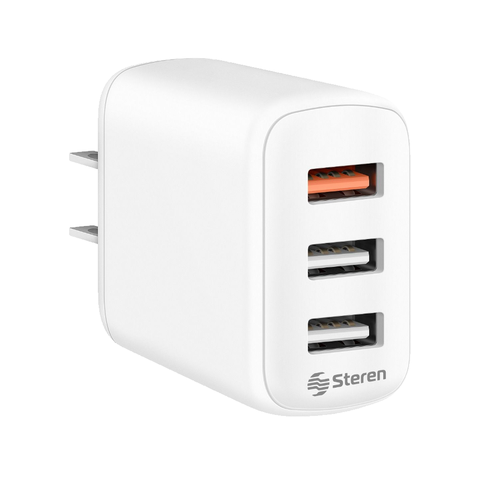 Cargador Triple USB QC 18W Y Estándar USB 12W
