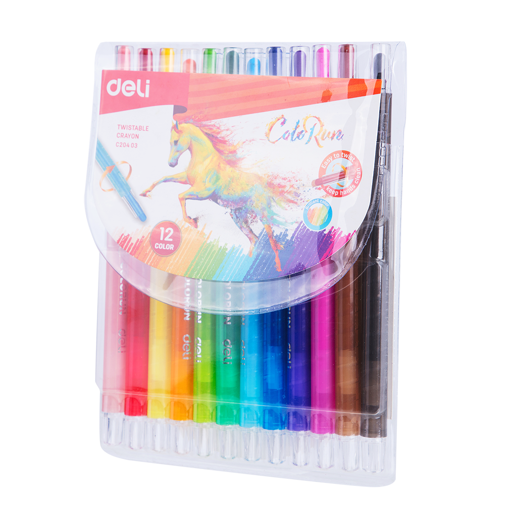 Creyones de Cera Enroscables Color Run Deli estuche 12 colores *UMV-Inner de 12 cajas*