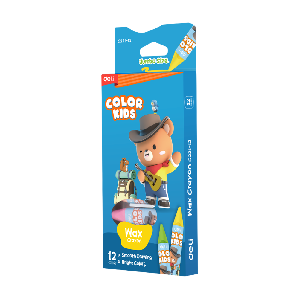 Creyones de Cera ColorKids Deli caja 12 colores *UMV-Unidad"