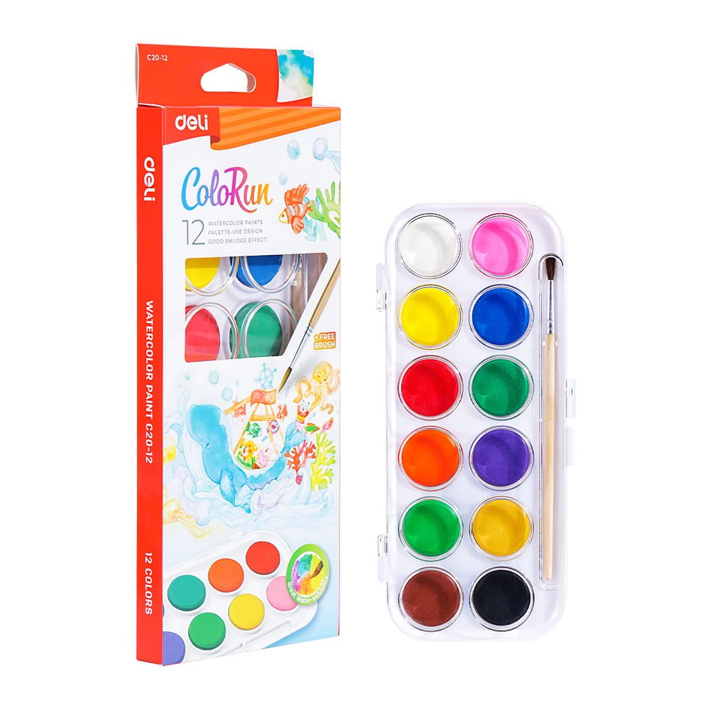 Set Pintura Acuarela 12 colores ColoRun Deli *UMV inner 12 sets*