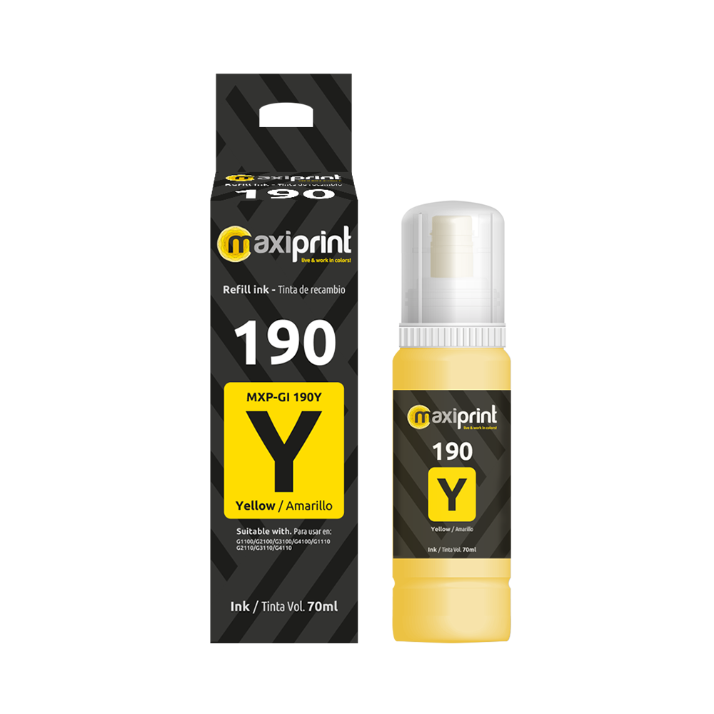 Botella de Tinta Maxiprint compatible con Canon G190 Amarillo 70ml