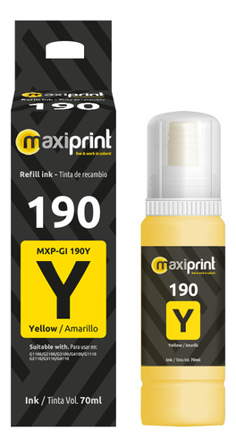 Botella de Tinta Maxiprint compatible con Canon G190 Amarillo 70ml