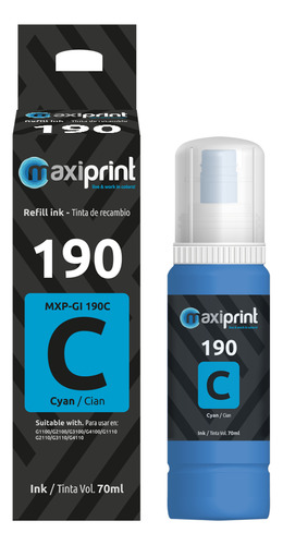 Botella de Tinta Maxiprint compatible con Canon G190 Cian 70ml