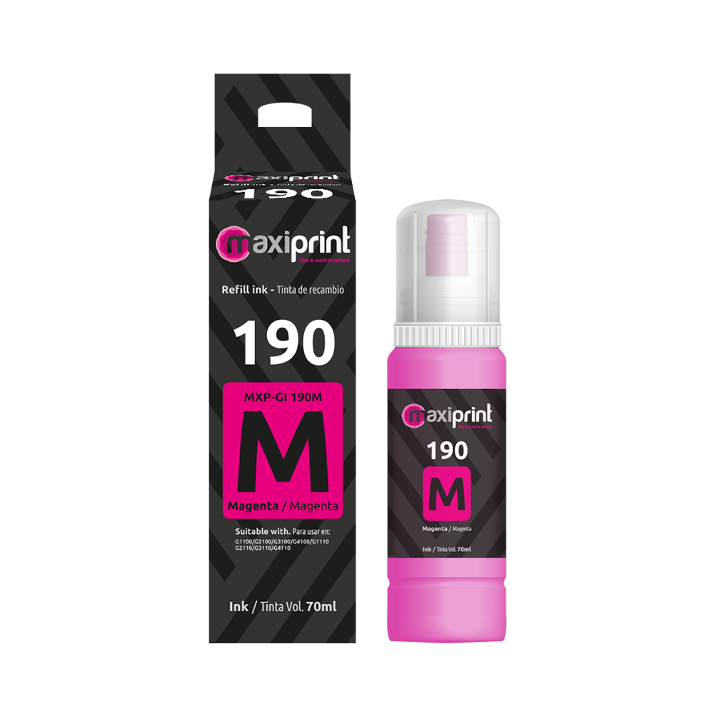 Botella de Tinta Maxiprint compatible con Canon G190 Magenta 70ml