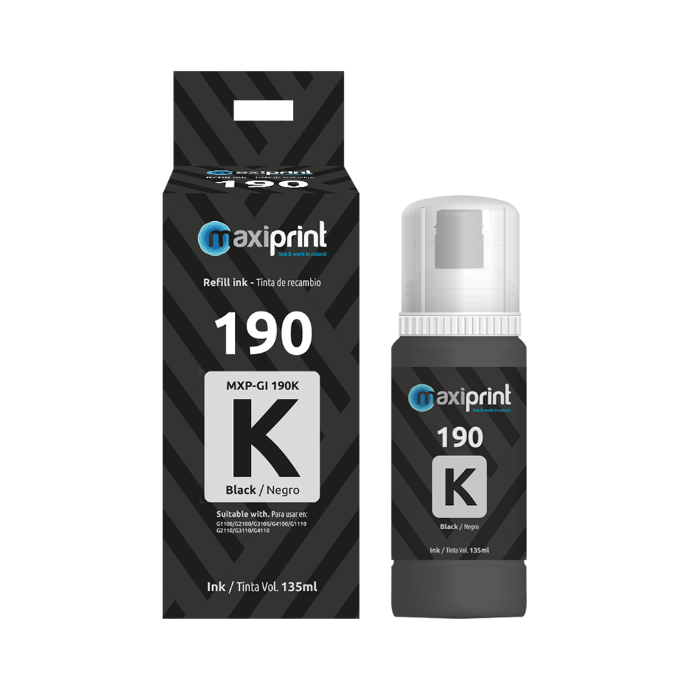 Botella de Tinta Maxiprint compatible con Canon G190 Negro 135ml
