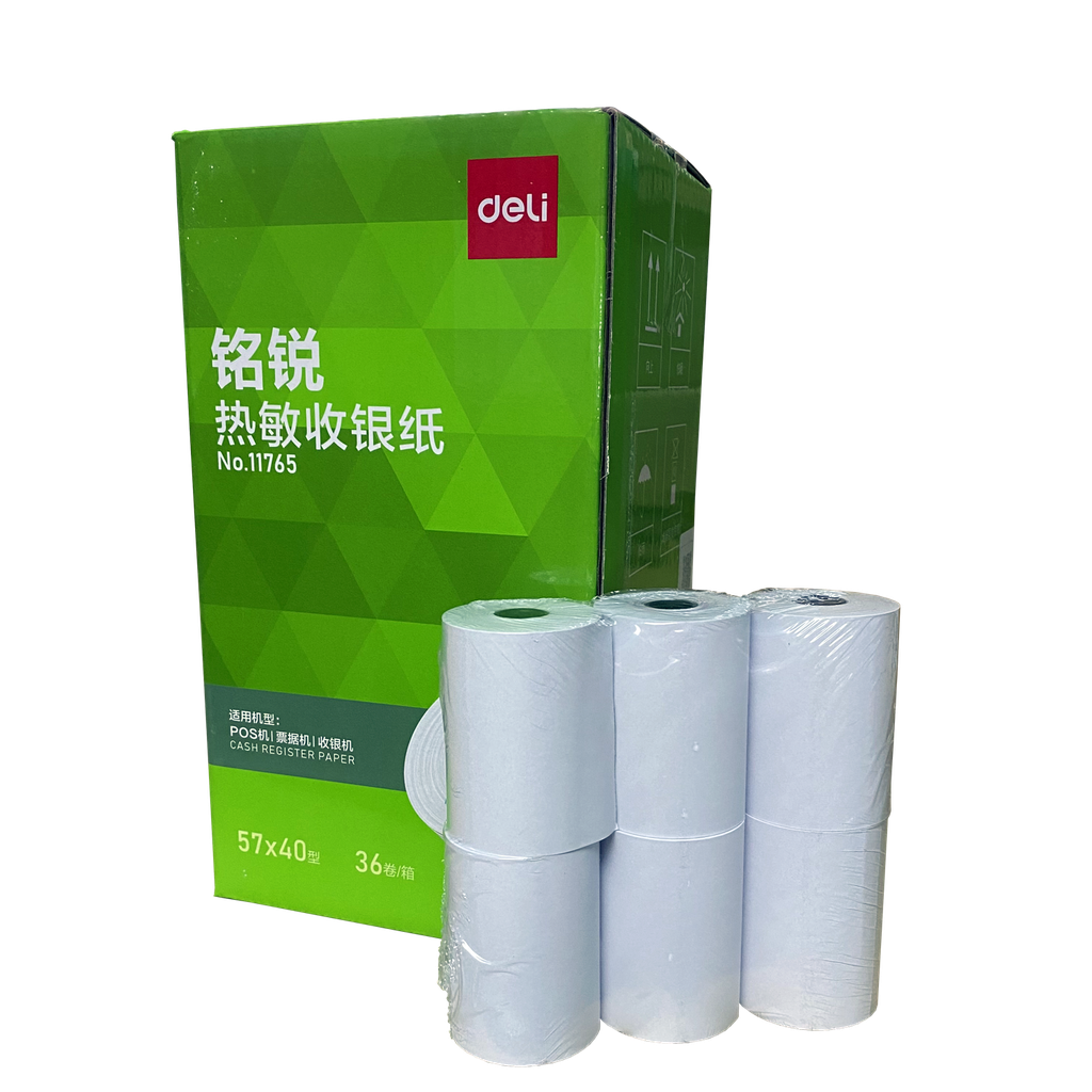 Rollo Papel Térmico Punto de Venta 57mmx40mmx12m Deli *UMV-caja de 36und*