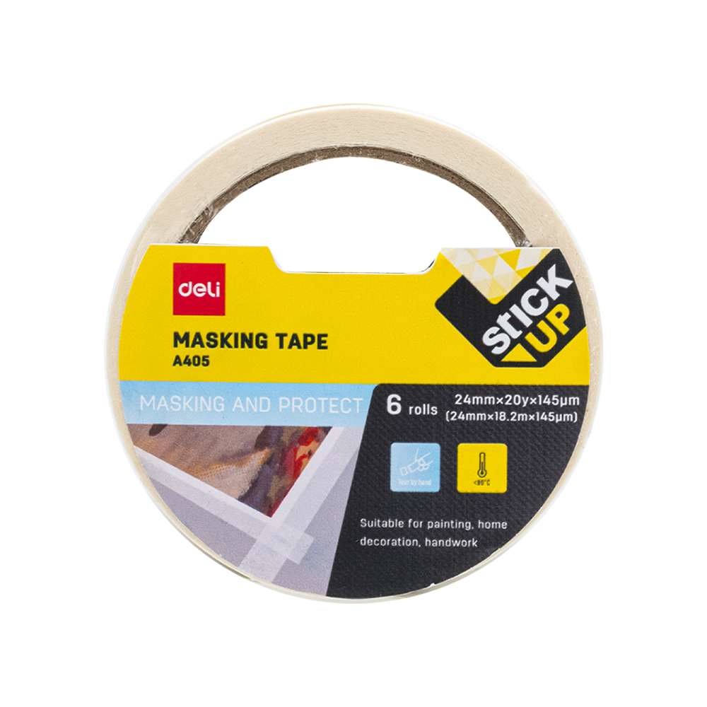 Cinta de papel Tirro Deli 24mm*145μmx18m *UMV-1pack de 6und*