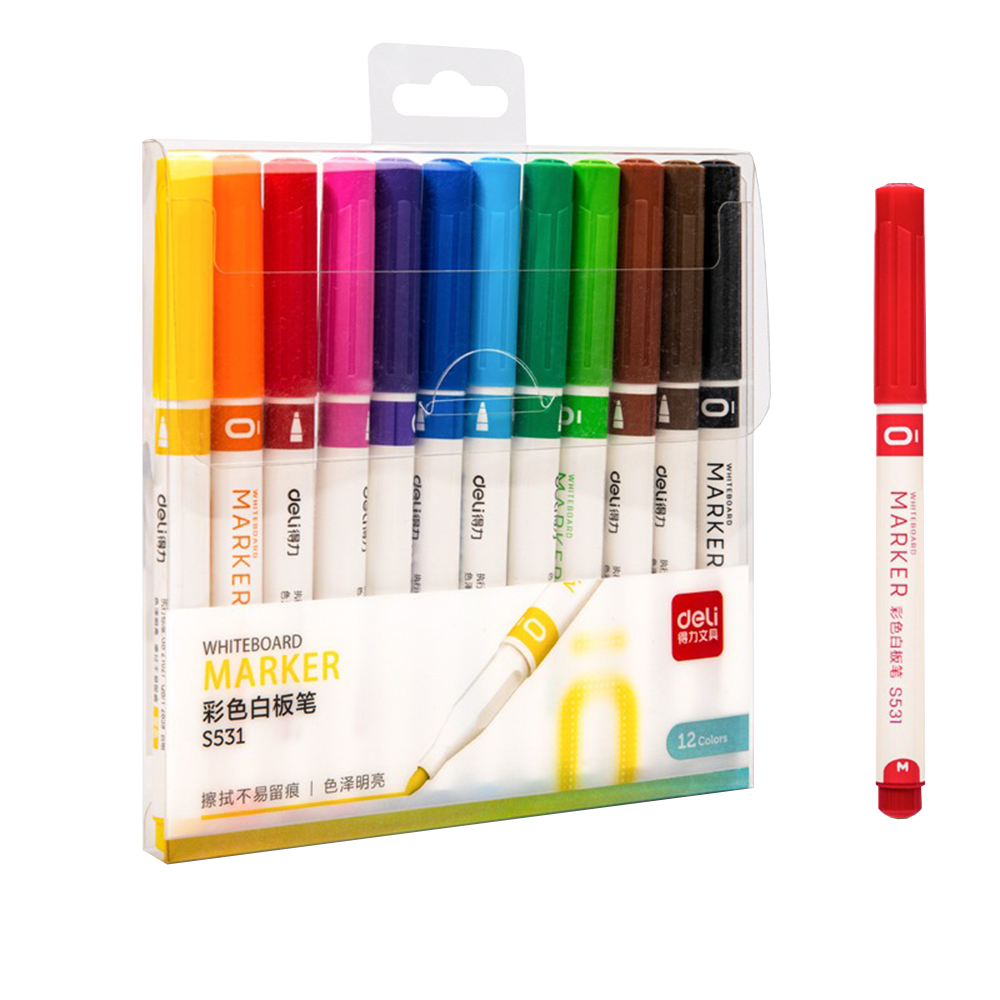 Marcador de Pizarra p/redonda Deli estuche 12 colores *UMV-6 estuches*