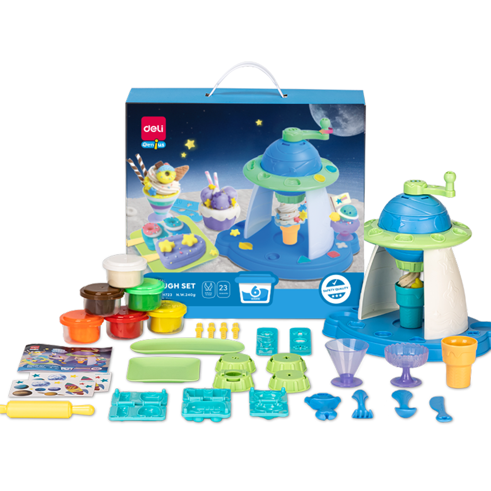 Set Plastilina Dough Nave Extraterrestre Deli 6 colores / 23 accesorios *UMV-1und*