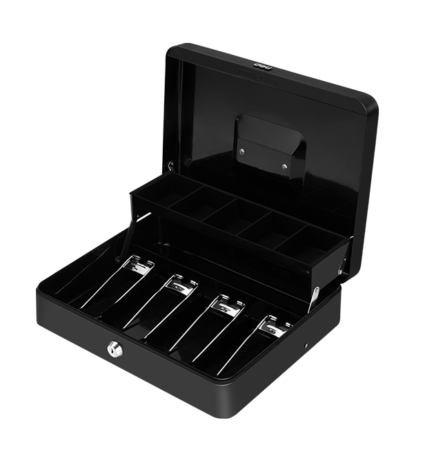 Caja Chica de efectivo metálica negra Deli 90x300x240mm *UMV-1und*