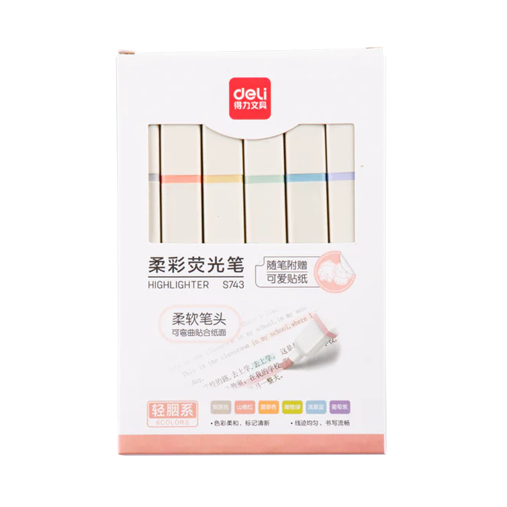 Set de resaltador 6 colores p/biselada Deli *UMV-12 sets*