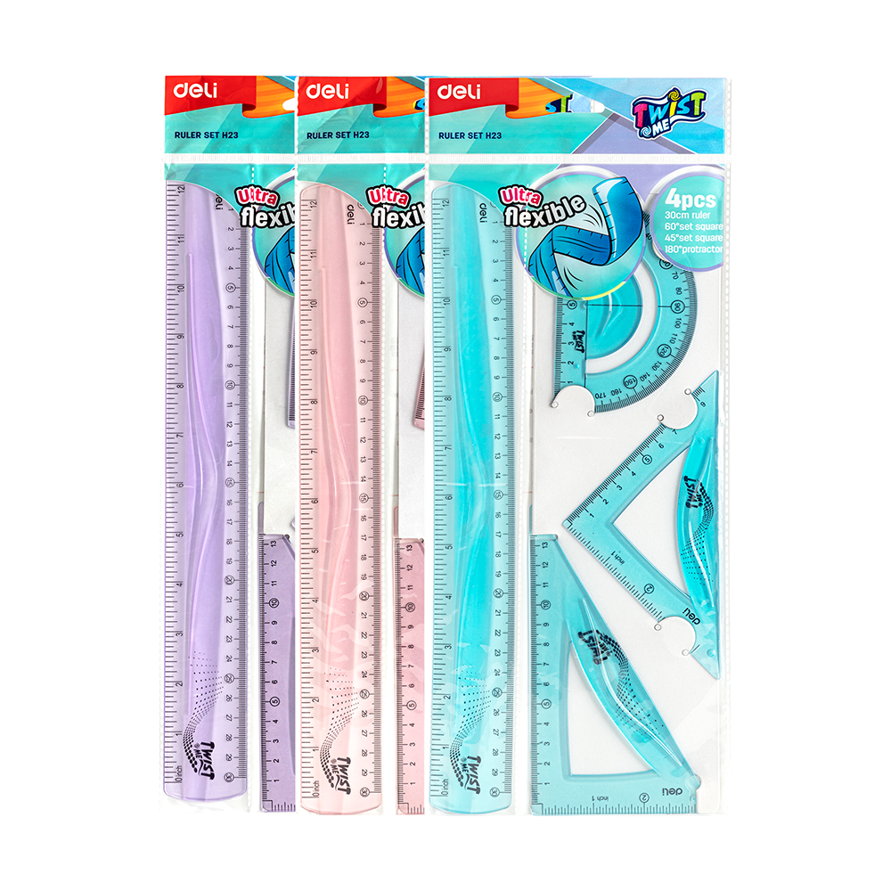 Set de Reglas de Geometria 30cm Flexible Twist me-Deli *UMV-Unidad*