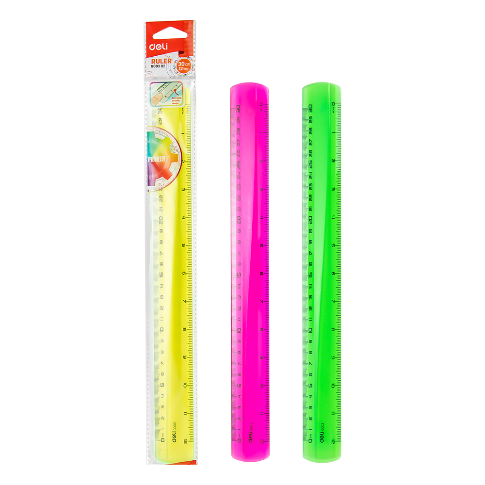 Regla Plastica Flexible 30cm Pioneer-Deli Colores Neon *UMV-Inner 30und surtidas*